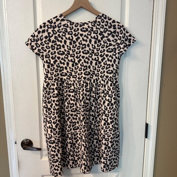 Pact | XS Organic Cotton Pink Leopard Revive Baby Doll Tiered Swing Mini Dress - Picture 8 of 10